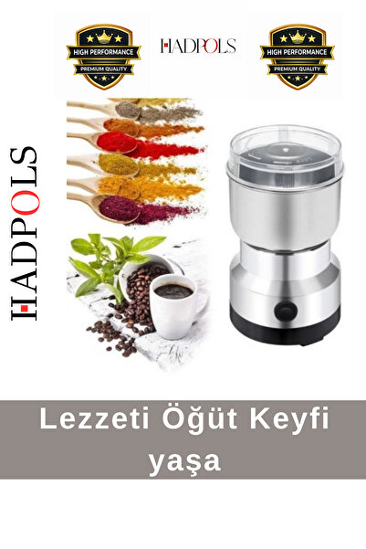 HadPols #KahveÖğütücü Paslanmaz Çelik Düşük Sesli 50 Gram Kapasiteli Mini Ele...
