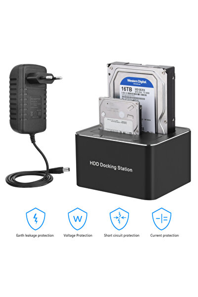 Choice EU Plug USB3.0 to SATA Dual-Bay Hard Drive Dking Station Adapter for 2...