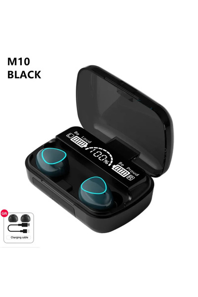 Choice سماعات رأس لاسلكية M10 TWS بتقنية بلوتوث 5.3، لون أسود، مع علبة شحن بس...