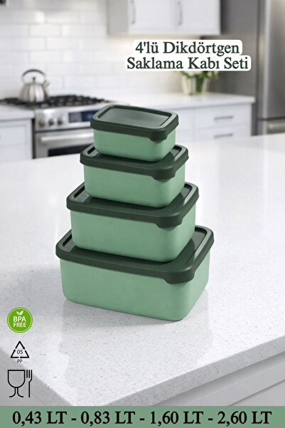 Funny Life Set of 4 Rectangular Storage Containers - Microwave and Freezer Co...