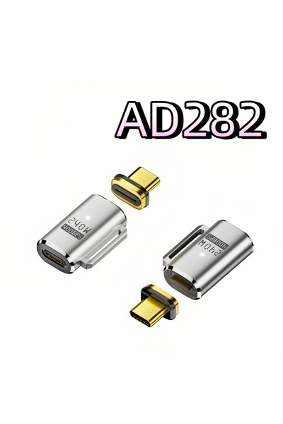 choice2 محول AD282 الفضي 240 واط مغناطيسي USB من النوع C، معدني، نقل بيانات ب...
