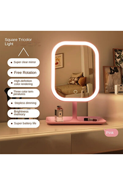 Choice Pink Niche Modern Desktop Vanity Mirror 3 Color Light LED Makeup Mirro...