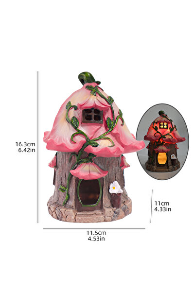 Choice1 BS38039 Creative Mushroom House & Flower House Ornaments Solar-Powere...