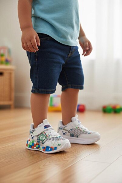 Tuğba Ortopedi 03 Orthopedic Baby Boy White Lighted Comfortable Sneaker