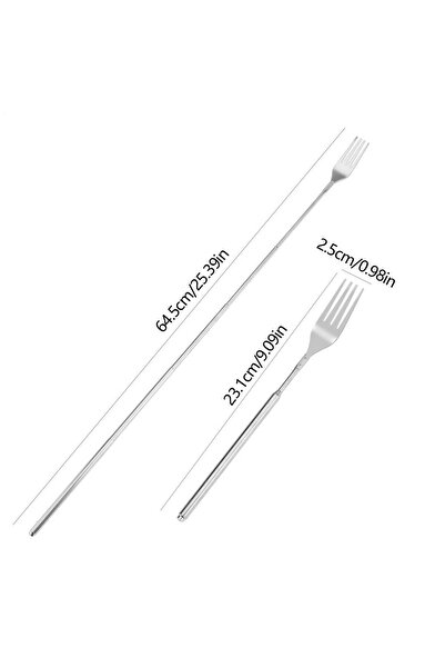 Choice A Stainless Steel Telesing Fork Long Handle Barbecue Tool for Camping ...
