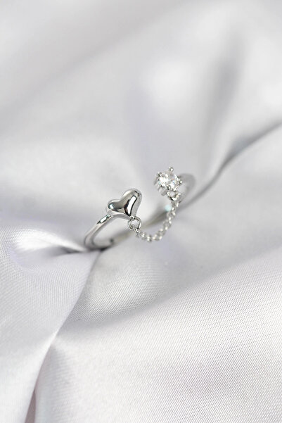 lowell home Chain Dangle Heart Model Silver Color Women's Ring