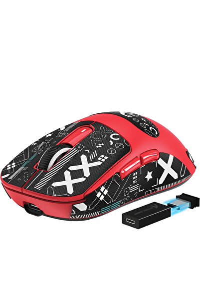 choice2 ماوس الألعاب اللاسلكي بلوتوث Attack Shark X3Pro باللون الأحمر، ماوس ب...