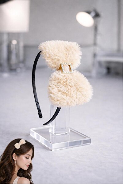 Diloshtrend Design Fiyonk Peluş Taç Zirkon Taşlı Fiyonk Peluş Taç