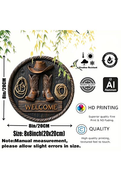 Choice قطعة واحدة من لوحة خشبية دائرية ثنائية الأبعاد على شكل راعي بقر، مقاس ...