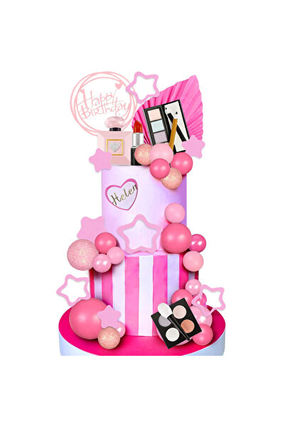 Choice 34pcs 34PCS Makeup Cake Topper Happy Birthday Cake Topper with Lipstic...