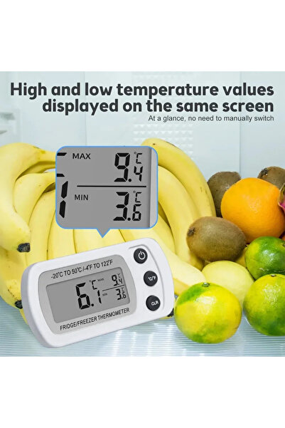 Choice WHITE Fridge Thermometer With Hook Anti-Humidity Refrigerator Freezer ...