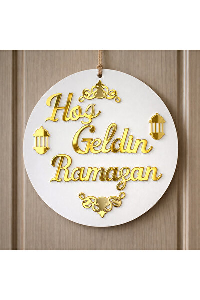 Şirin Lazer Gold Parlak Aynalı Pleksi Yazı Hoş Geldin Ramazan Duvar dekorasyo...