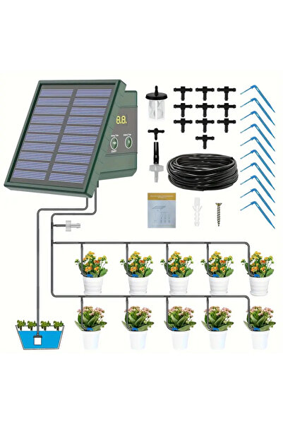 Choice A 1pc DIY Solar-Powered Automatic Drip Irrigation System for Raised Be...