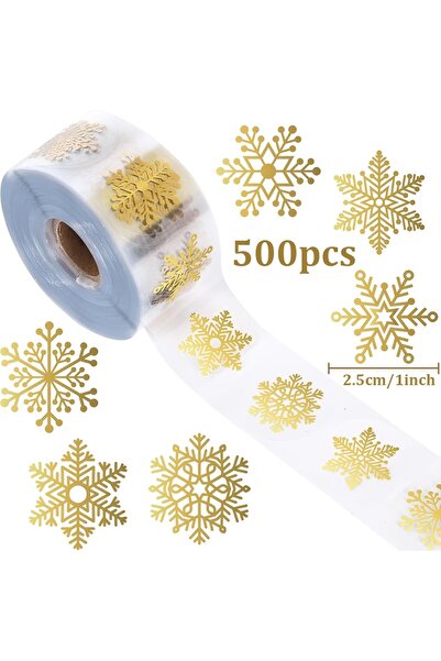 Choice 500pcs-1roll 500pcs/Roll Golden Shiny Christmas Snowflake Transparent ...