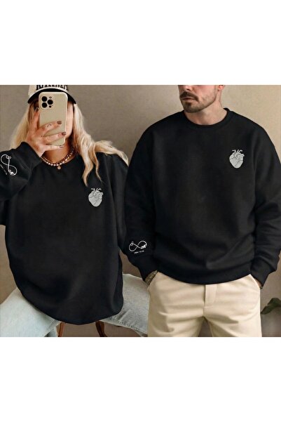 EFFRENATU Oversize Anatomical Heart Printed Sweatshirt Cotton Single Piece