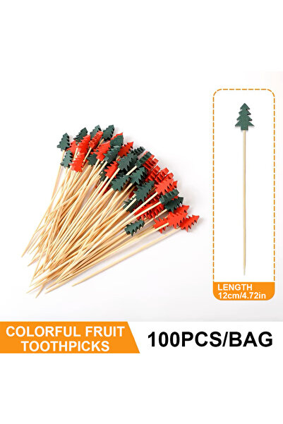 Choice 100pcs 50/100pcs Christmas Day Fruit Sticks, Disposable Bamboo Sticks ...