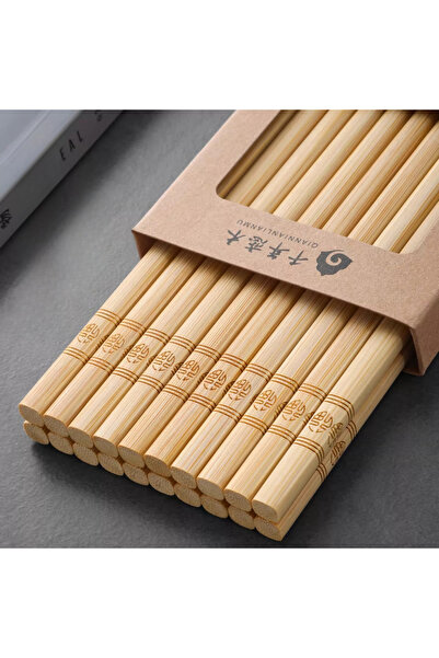 Choice 5pairs Natural Bamboo Chopsticks for Home Use Engraved with Blessings ...