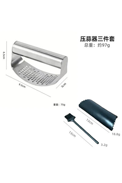 choice2 مجموعة سليفر، عصارة يدوية للثوم والزنجبيل، مكبس ثوم مطور من الفولاذ ا...
