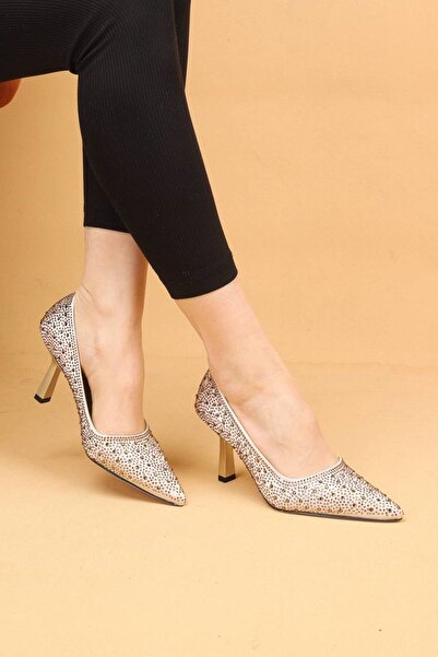 Layber Women's Thin Heeled Special Stone Embroidered Patterned Evening Dress ...