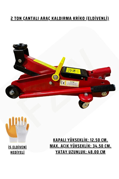 FZW 2 TON ARAÇ KALDIRMA KRİKOSU TEKERLEKLİ TİMSAH TİP PLASTİK ÇANTALI ELDİVEN...