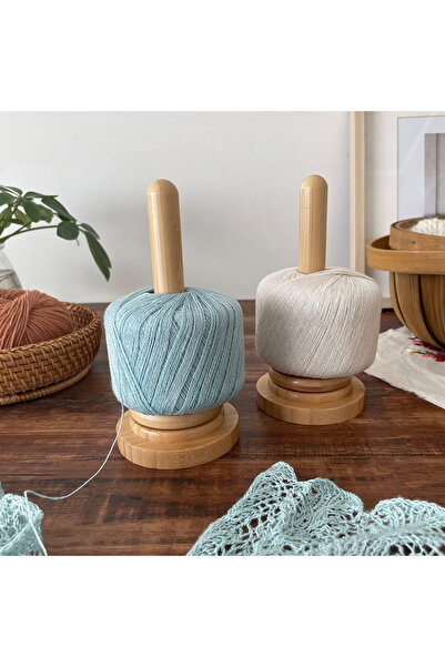 Choice Bamboo Wood Yarn Stand Holder Home Thread Spool Storage Rotary Ball Wi...