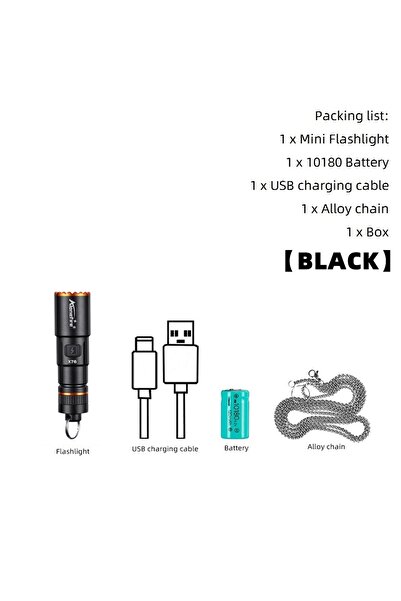 choice2 X76-Black Mini Zoom EDC Cool Neck Small Flashlight USB Rechargeable T...