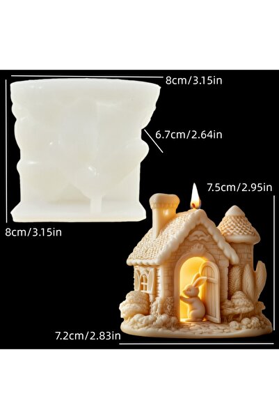 Choice قالب رقم BD0104: قالب سيليكون على شكل أرنب يدفع باب قلعة شمعة، قالب را...