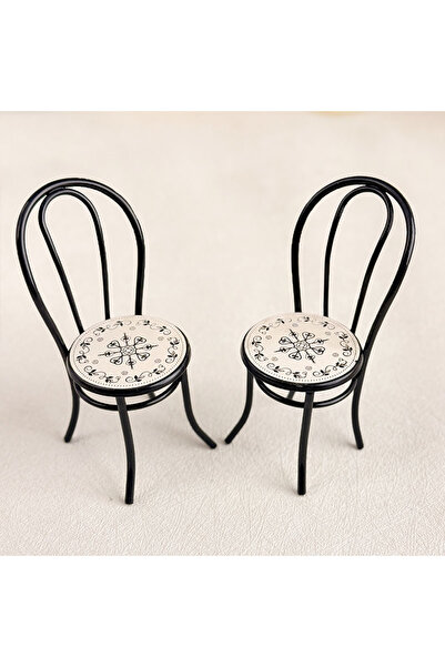 Choice4 2 Black Chair 1:12 Scale Miniature Furniture Set/Suitable for Miniatu...