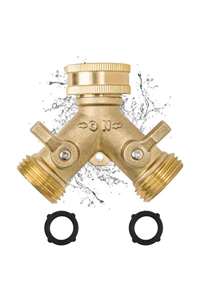 Choice قطعة واحدة من موزع خرطوم الحديقة النحاسي ثنائي الاتجاه مقاس 3/4 بوصة و...