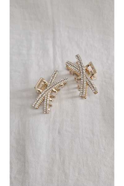 Beyaz Dükkan Metal Clasp with Zircon Stone 4 cm 1 Piece