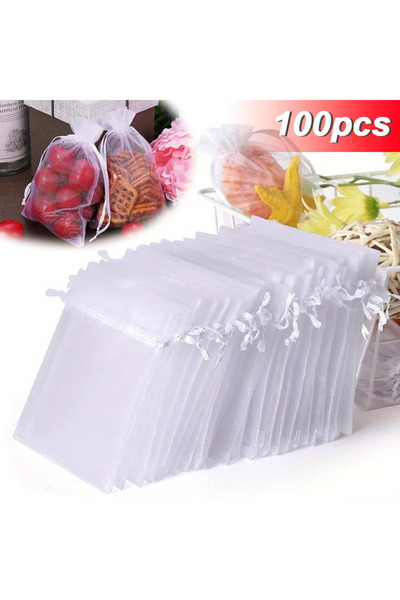 Choice 7x9cm 100pcs 1White 100PCS Organza Bags Random Mesh Organza Jewelry Ba...
