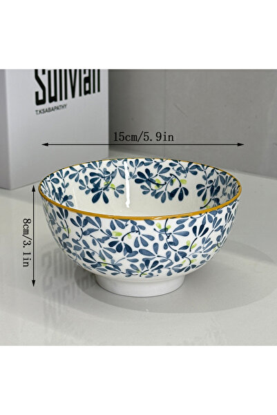 Choice وعاء سيراميك أزرق كبير السعة 6 بوصات بنقشة زهور البحار الأربعة، مناسب ...