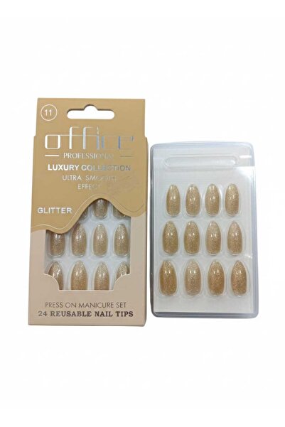 Office1 Office Luxury Collection Glitter Gold Artificial Nails - 11 100% Auth...
