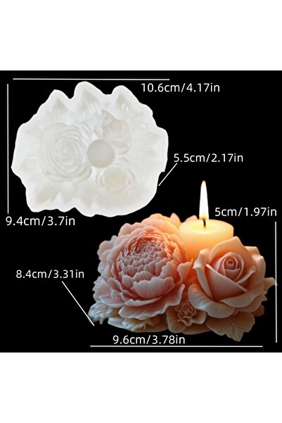 Choice New flower mold Peony Rose Bud Bouquet Candle Silicone Mold Peony Flow...