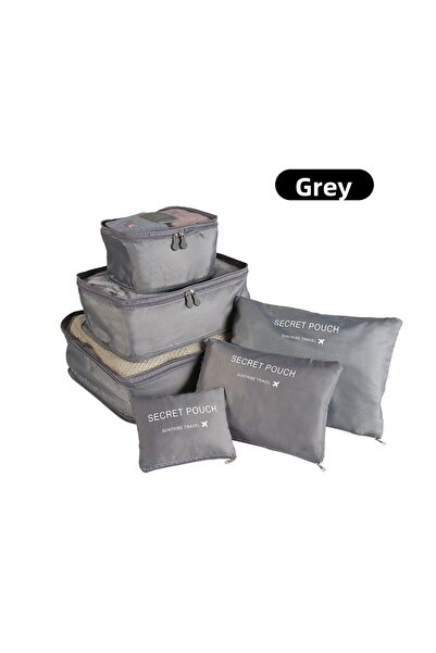 Choice L-Grey 6-Piece Travel Organizer Set Packing Cubes with Shoe Bag and La...