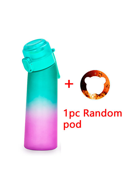 choice2 زجاجة مياه بنكهة متدرجة اللون الأخضر سعة 650 مل (0.65 لتر) مع كبسولة ...