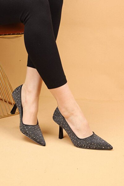 Layber Women's Thin Heeled Special Stone Embroidered Patterned Evening Dress ...