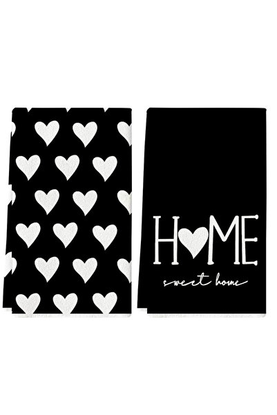 Choice 2pcs black 2Pcs, Black Heart-Shaped Kitchen Towels, 40Cm*60Cm Towel Se...