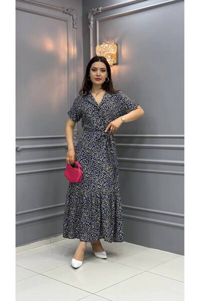 Cannes Oliya Women's Cherry Patterned Retro Model Gray Dress