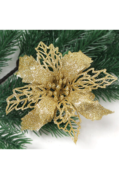 Choice7 10Pcs Gold 5/10Pcs 11cm Christmas Decoration Glitter Artifical Flower...