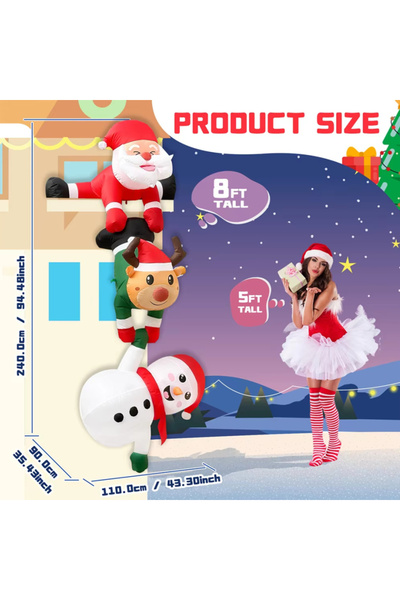 choice2 EU PLUG X-J-QM01246-2.4M 2.4M Christmas Inflatable Climbing Santa Cla...