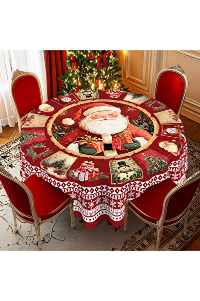 choice2 مفرش طاولة دائري (152 سم) S463 قطعة واحدة، مناسب لعيد الميلاد، متوفر ...