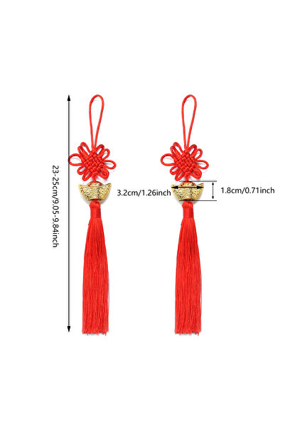 choice2 قلادة بشرابة على شكل عقدة صينية من جولدن إنجوت، قطعتان/عبوة، زينة احت...