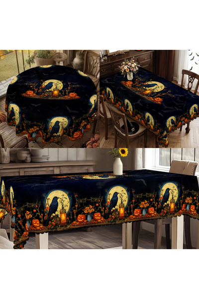 Choice1 Rectangle-60X120In 1 Piece, Halloween Theme Tablecloth + 4 Pieces Sel...