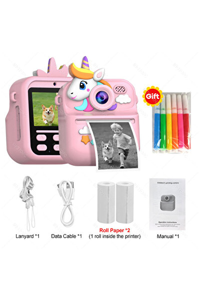 Choice كاميرا أطفال يونيكورن وردية اللون، كاميرا رقمية مزدوجة فورية الطباعة، ...