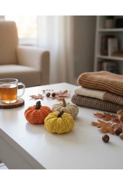 MİSU HOME 3’LÜ ÖRGÜ KABAK DEKORATİF KABAK OBJE DEKOR