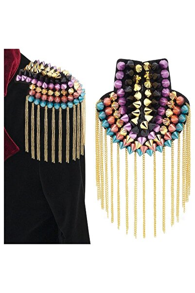 Choice AECH03-00416 1 Pair Rivet Tassel Epaulets Punk Shoulder Epaulettes wit...