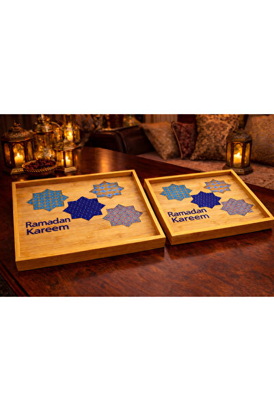 WOOD Luxurious Ramadan tray set with a glass base – elegant heritage design f...