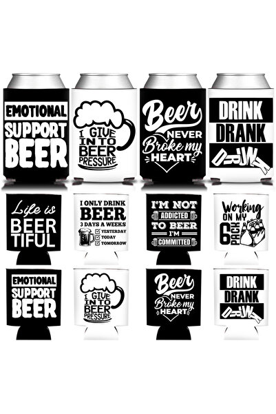 Choice 12Pcs, Black White Beer Theme Can Cooler Sleeves for Oktoberfest Party...