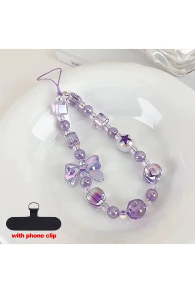 Choice1 Purple Mobile Phone Chain Bracelet Sweet Candy Color Beaded Cellphone...